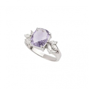 18k White Gold Amethyst and Diamond Dress Ring